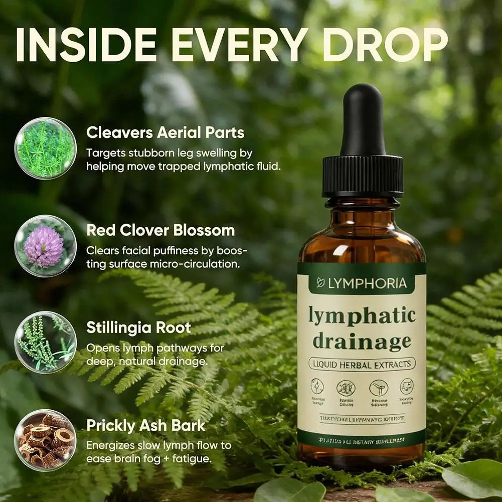 Lymphatic Drainage Liquid Drops - Immune & Lymph System Support Supplement Natural Herbal Blends Promotes Lymph Circulation & Re