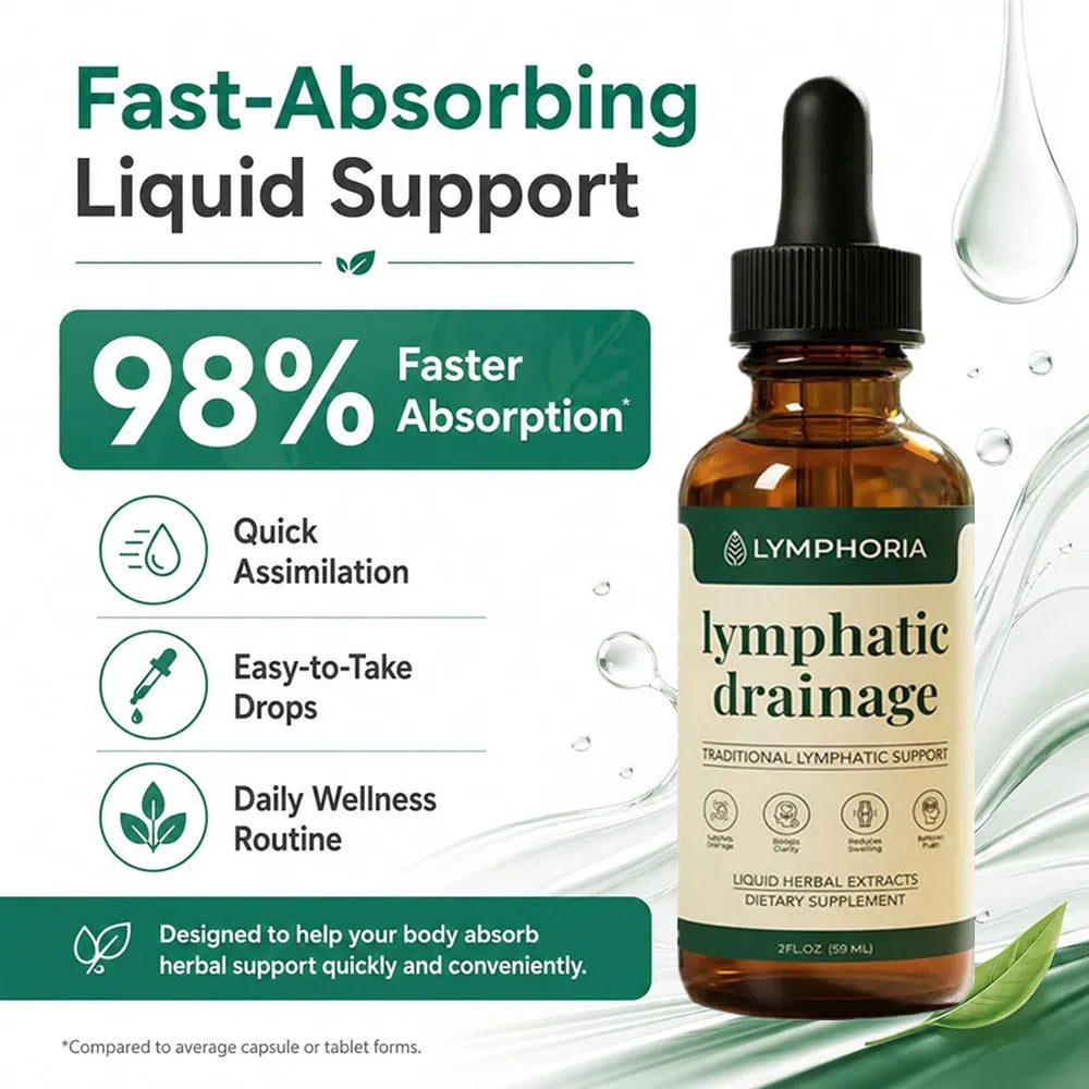 Lymphatic Drainage Liquid Drops - Immune & Lymph System Support Supplement Natural Herbal Blends Promotes Lymph Circulation & Re